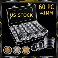60 Clear Plastic Coin Holder Capsules Silver Dollar Morgan Silver Dollar 17-40MM