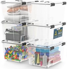 Stackable Storage Box Set – 6 Pieces 19 Quarts Multi-purpose,