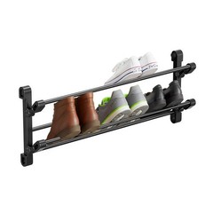 Movenjoy Foldable 26-Inch Wall Mounted Shoe Rack Organizer, Holds 6 Pairs, Sm…