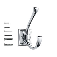 Polished Chrome Wall Hooks 2 Pack Coat Towel Robe Wall Mounted with Screws