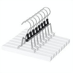 12 Pack Wooden Pants Hangers with Clips Non Slip Skirt Hangers Walnut Trouser Cl