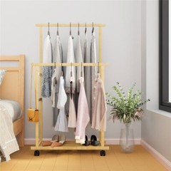 Double Rod Rolling Clothes Rail Clothes Trouser Rack Drying Rack Storage Display