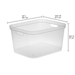 Sterilite Tall Storage Bin Clear Plastic Carry Handles 6 Count
