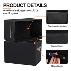 Large Collapsible Storage Baskets 14.9×9.5 Inch Fabric Closet Black 6 PCS