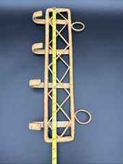 VTG 70s Rattan Wicker Wall Coat Rack 4 Hooks Diamond Lattice Jiangsu China Boho