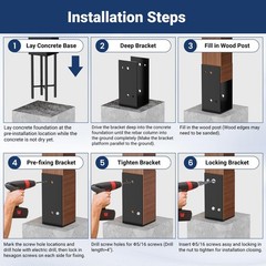 U Shape 6″x6″ Actual 5.6×5.6 Post Base Wet Concrete Fence Bracket Heavy Duty …