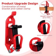 6Pcs Red Shovel Holder for Truck, Heavy Duty Roof Rack Shovel Mount Zinc Allo…