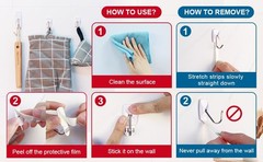 32 PCS Small Wire Adhesive Wall Hook 36 Strips Damage Free Key Coat