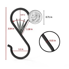 12 Pack Heavy Duty Metal 3.5 S Hooks with Safety Buckle for Hanging Kitchen