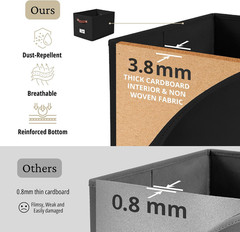 Large Black Fabric Storage Bins with Labels & Handles – 4 Pack