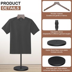 Portable T Shirt Display Holder, Adjustable Dress Form, Coat Jacket Hanger Stand