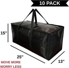 10 – Pack Heavy Duty Large Moving Bag with Strong Zipper and Comfortable Hand…