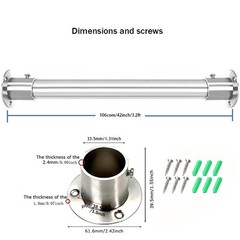 Closet Rod, 1-1/4″ Dia 32mm, One Piece Design 304 Stainless Steel Heavy Duty …