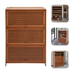 32In Entryway Bamboo Shoe Cabinet 7-Tier Storage w/ 3 Flip-Up Doors