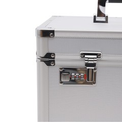 Tabletop Record Vinyl Carry Case Storage Box Locking with 50 Vinyl Record Silver