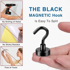 30 pack Magnetic Hooks，30Lbs Magnets with Hooks for Cruise, Black Magnetic Hooks