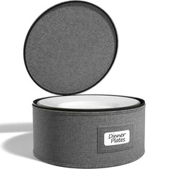 Gray Fabric Dinnerware Storage, 12 In. X 6.25 In. China Plate Container Organize