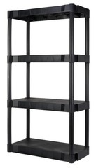 Hyper Tough 4 Tier Storage Shelving Plastic Heavy Duty Organizer Rack Black
