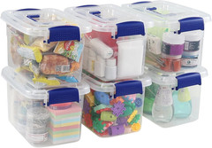 6 Pack 5 Quart Clear Latching Storage Bins with Lids for Organizing