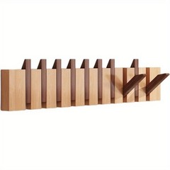 1pc Natural Wood Wall-Mounted Coat Rack with 4/6/8/10 Hooks