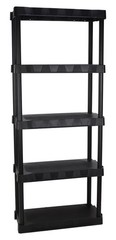 Hyper Tough 5-Tier Black Plastic Shelf Unit, 68.8 H x 30 W x 13.88 D, 350 lb Cap