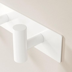 White Wall Mounted Coat Rack – 4 T-Shaped Hooks on 12.6″ Metal Rail for Coats…