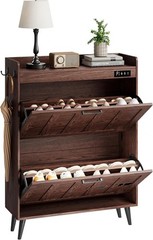 Shoe Storage Cabinet with Flip Drawers Deodorizer Space Saver Entryway Organize