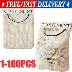 Trash Bag Holder Dispenser Sticky Wall Mount Mesh Convenient Storage Organizer
