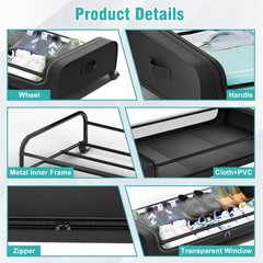 Rolling Under Bed Storage Bags 4 Pack Fabric Underbed Containers with Reinforced