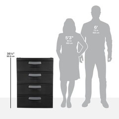 Sterilite 4-Drawer Storage Unit Durable Plastic for Garage, Basement – Dark Gray