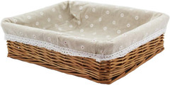 Natural Wicker Rectangular Storage Basket for Arts and Crafts Organization