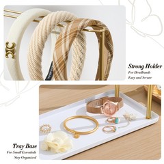 Headband Holder Organizer Metal 2-Tier with Tray: Hair Accessories Display Stand