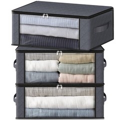 HomeHacks 3 Pack Clothes Storage Bags Foldable 35L Gray
