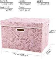 Large Collapsible Storage Bin with Lid 17.7″, Fabric Cube Organizer