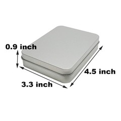 2 Pcs Hinged Tin Box Metal Tins Storage Containers, Silver 4.5×3.3 inch