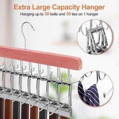 Cedar 2 Pack 2 in 1 Belt Tie Hanger Closet Organizer Max 60 Belts Capacity
