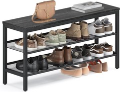 3 Tier Shoe Rack Bench One Piece Shelves Shoe Storage Organizer W/ Raised Edges