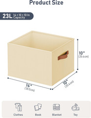 Large 6 Pack Fabric Storage Baskets for Organizing Closet, Collapsible Bins 14″x