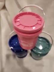 Lowe’s Pink Blue & Teal Mini Bucket with Lids Food Safe Set Of 3