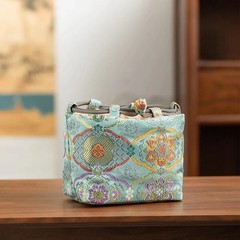 16cm Vintage Chinese Yun Brocade Tea Set Storage Bag Thickened Shockproof Pouch