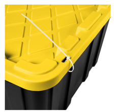 Sterilite 27 Gal Large Storage Bin Tote Snap-On Lid Black Yellow 6 Pack NEW !!