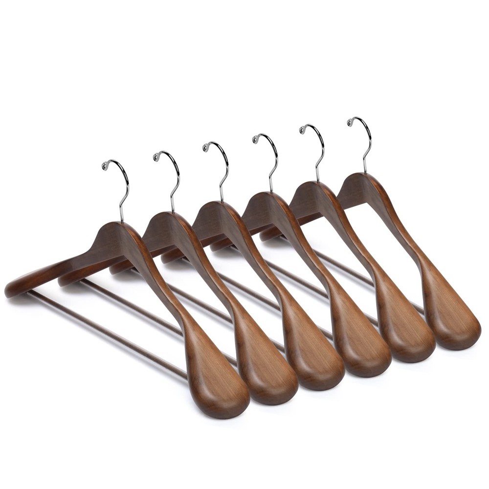 Luxury Wooden Suit Hangers 6 Pack Wood Coat Hangers Jacket Outerwear Shirt Hange