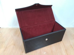 Faux Leather Storage Box Lidded Magnet Closure Red Velvet Inside 14x6x6