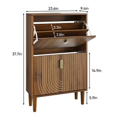 Line Groove Walnut Buffet Sideboard Cabinet 2 Door Accent Storage Cabinet