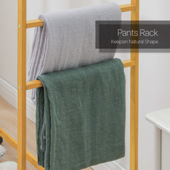 Rolling Bamboo Clothes Rack Clothing Storage Shelf Wardrobe Rack w/ Double Rails