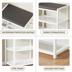 Comfortable Shoe Bench W/ Detachable Cushion Strong Storage Rack Entryway New