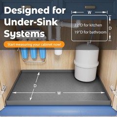 Jin&Bao Waterproof Under Sink Mat 34″ x 22″ Silicone Cabinet Protector