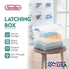 Sterilite 25 Quart Latching Storage Box, Stackable Bin with Latch Lid, 6 Pack