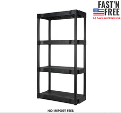 Hyper Tough 4 Shelf Plastic Shelving Unit 13.88″ (D) x 30″ (W) x 56.2″ (H) Black