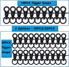 10PCS Trigger Snap Hooks 2.32” x 0.82” Zinc Alloy Black Swivel Snap Hooks Heav